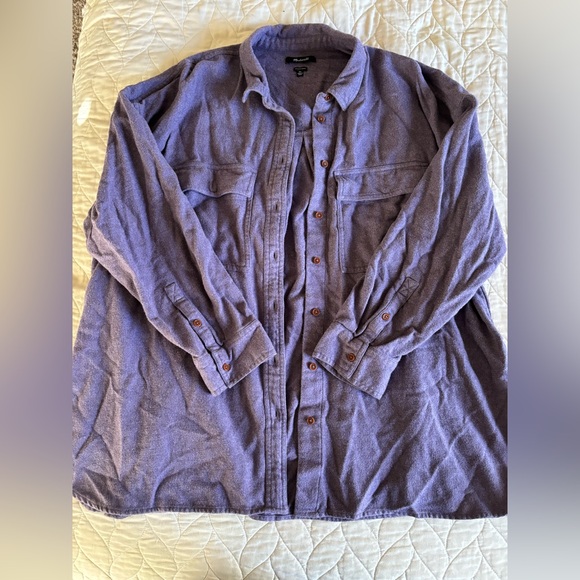 MADEWELL PURPLE SMOKEY GRAPE BRUSHED OVERSIZE SHIRT JACKET SIZE XL πππ - Picture 2 of 7